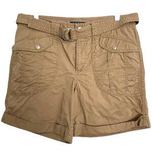 Lauren Ralph Lauren Women's Tan Cuffed Belted Shorts‎  Sz 10